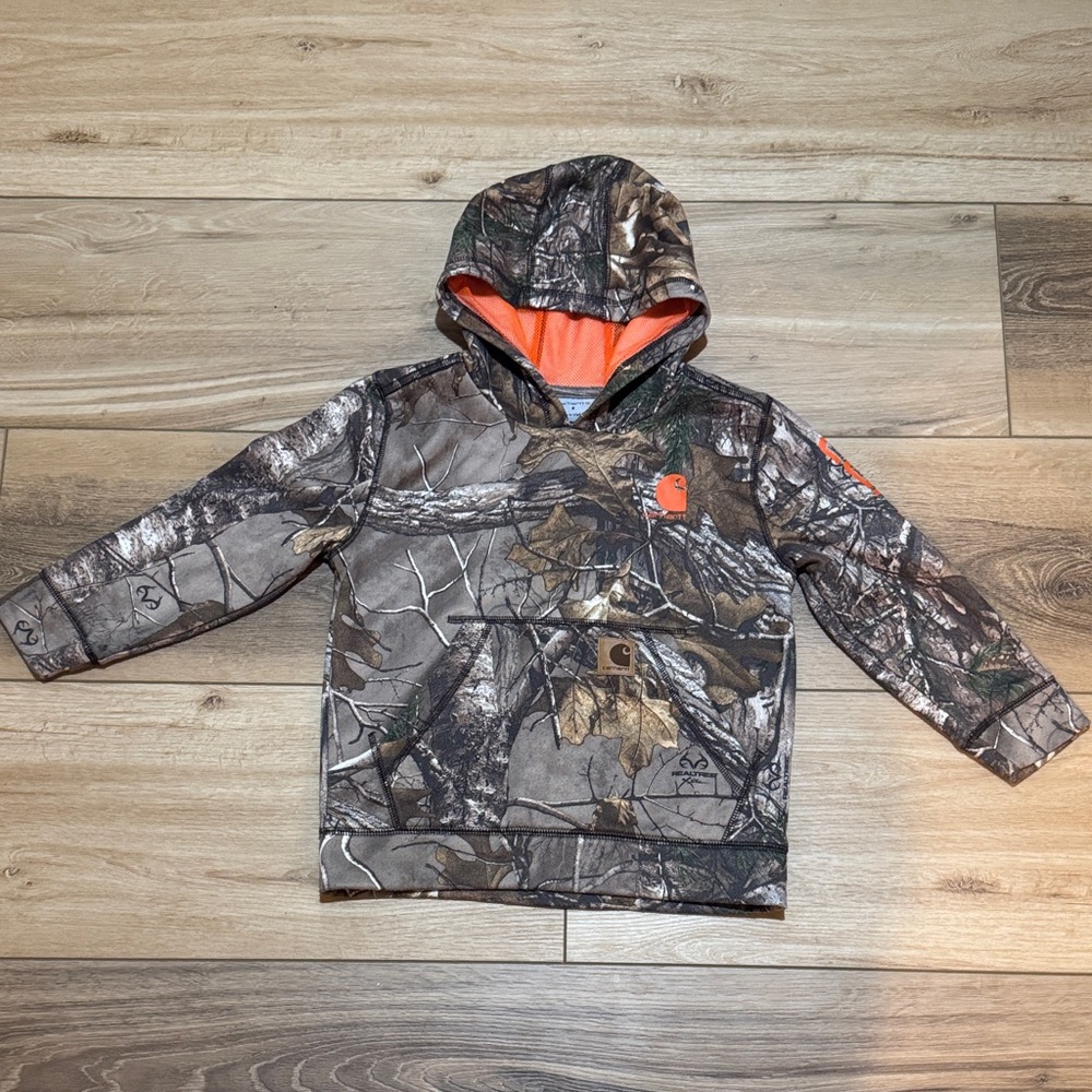 Carhartt Kids Camouflage Hoodie with Orange Lining